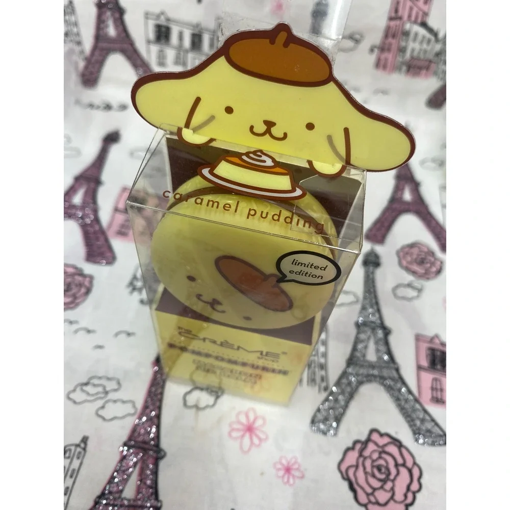 The Creme Shop Sanrio Pompompurin Macaron Lip Balm Caramel Pudding Limited Ed